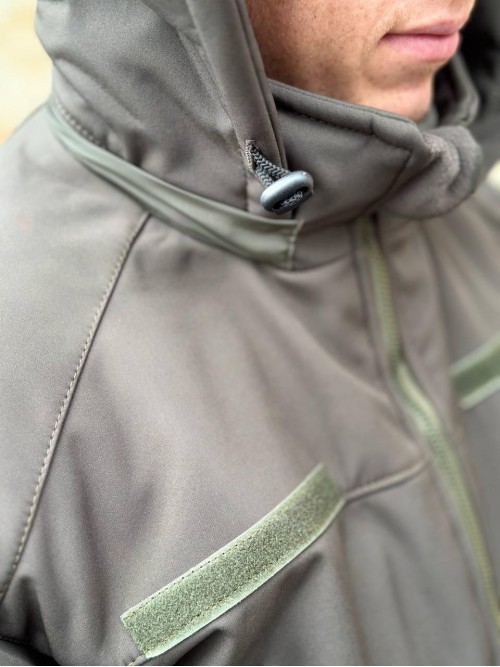 Тепла водонепроникна куртка хакі Soft Shell з утепленням Omni-Heat