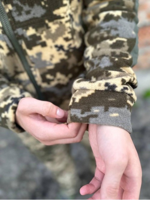 Флісова кофта піксель з капюшоном