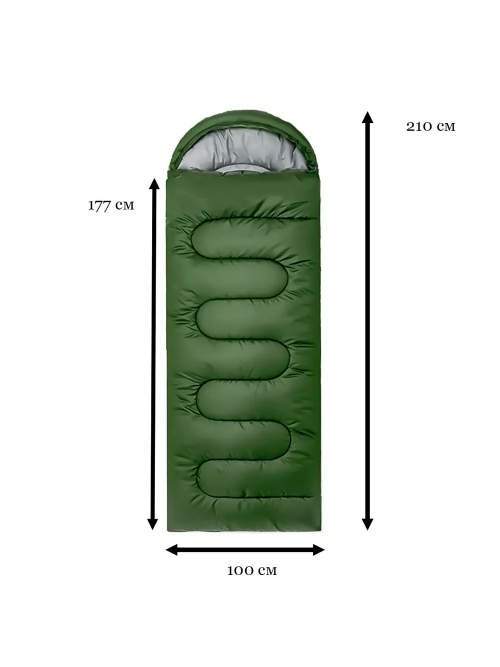 Теплий спальний мішок хакі King Size (210х100см)