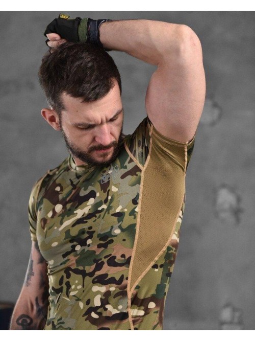 Тактична військова вологовідвідна компресійна футболка ESDY Мультикам