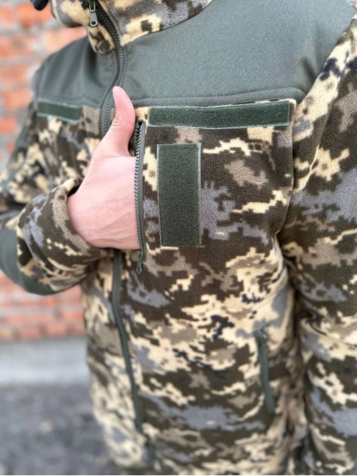 Флісова кофта піксель з капюшоном