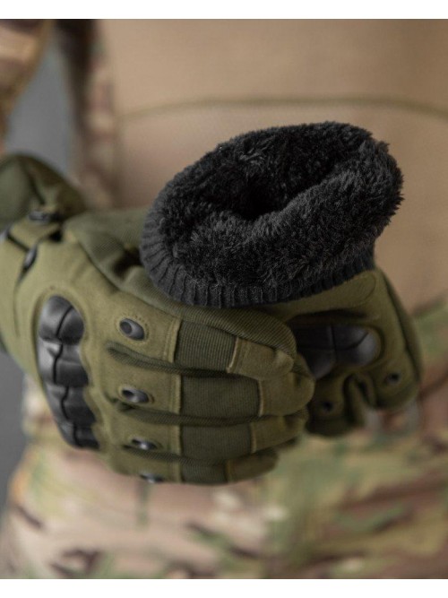 Рукавиці тактичні на хутрі хакі