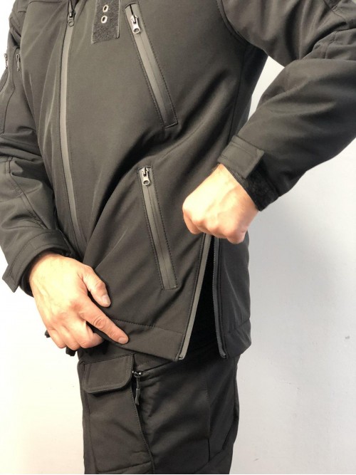 Зимова тактична куртка Soft Shell з утепленням Omni-Heat чорна