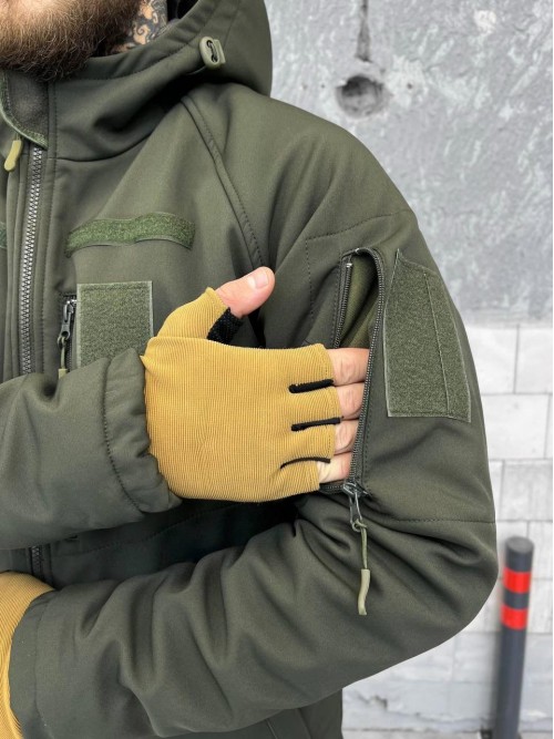 Зимова тактична куртка Soft Shell з утепленням Omni-Heat хакі