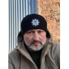 Шапка в'язана з кокардою Поліція Чорна