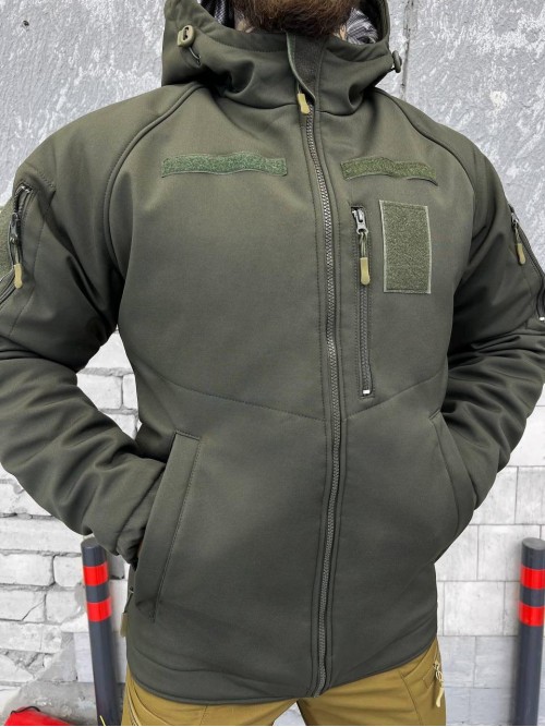 Зимова тактична куртка Soft Shell з утепленням Omni-Heat хакі