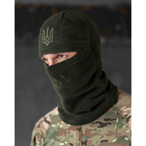 Балаклава флісова з гербом хакі
