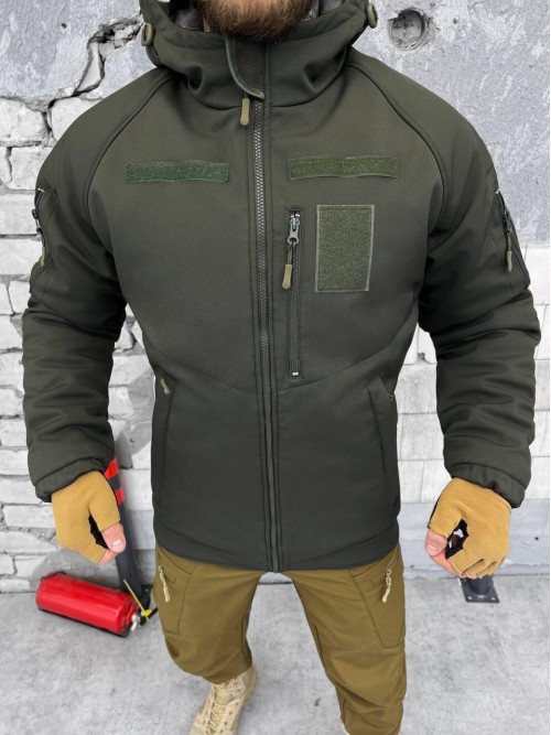 Зимова тактична куртка Soft Shell з утепленням Omni-Heat хакі