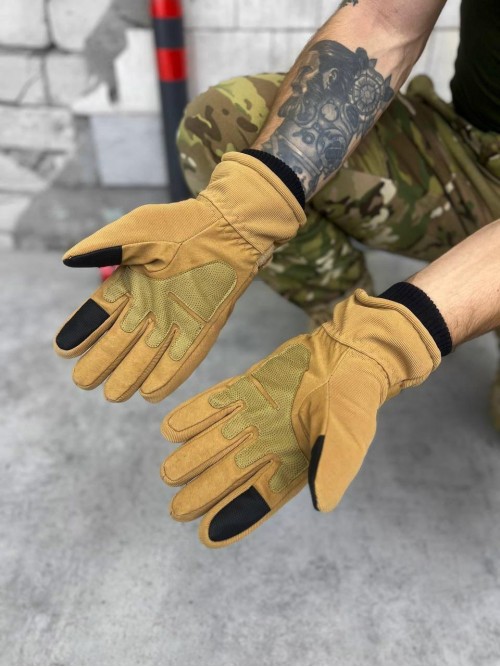 Рукавиці тактичні на хутрі койот
