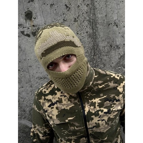 Шапка-балаклава піксель хакі в'язана