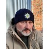 Шапка в'язана з кокардою Поліція Синя