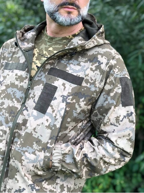 Вітровка тактична піксель з капюшоном дюспа Вітровка тактична піксель з капюшоном дюспа