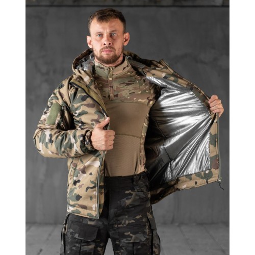 Зимова тактична куртка Soft Shell з утепленням Omni-Heat мультикам