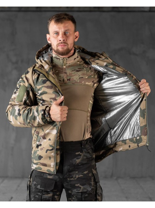 Зимова тактична куртка Soft Shell з утепленням Omni-Heat мультикам
