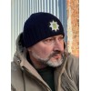 Шапка в'язана з кокардою Поліція Синя