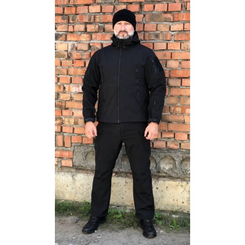 Костюм тактичний чорний Soft Shell демісезон