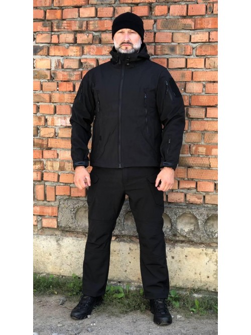 Костюм тактичний чорний Soft Shell демісезон Костюм тактичний чорний Soft Shell демісезон