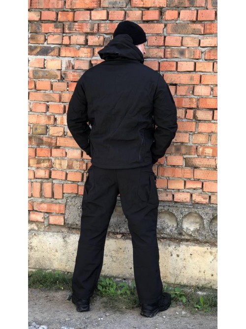 Костюм тактичний чорний Soft Shell демісезон