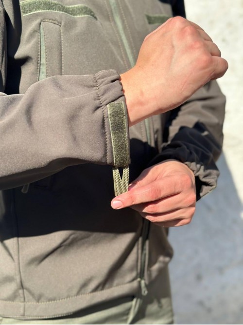 Куртка тактична Soft-Shell хакі демісезон зі знімним капюшоном Куртка тактична Soft-Shell хакі демісезон зі знімним капюшоном