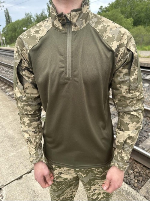 Тактична сорочка (убакс) піксель ріпстоп з налокітниками