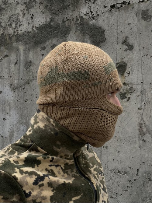 Шапка-балаклава піксель койот в'язана