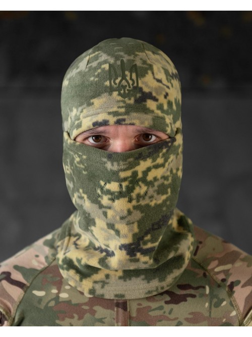 Балаклава флісова з гербом піксель