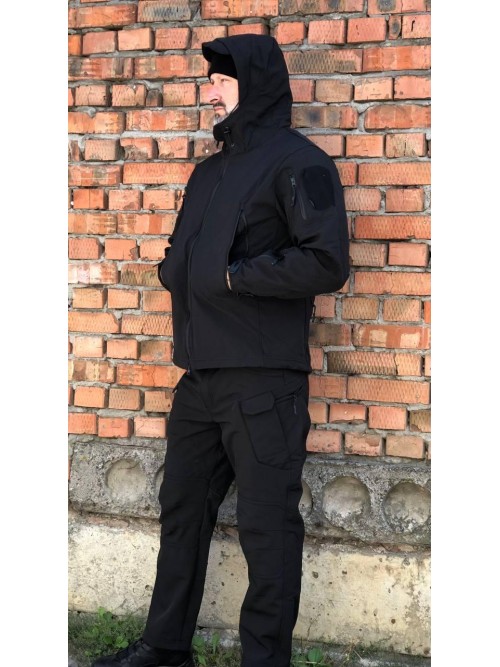Костюм тактичний чорний Soft Shell демісезон
