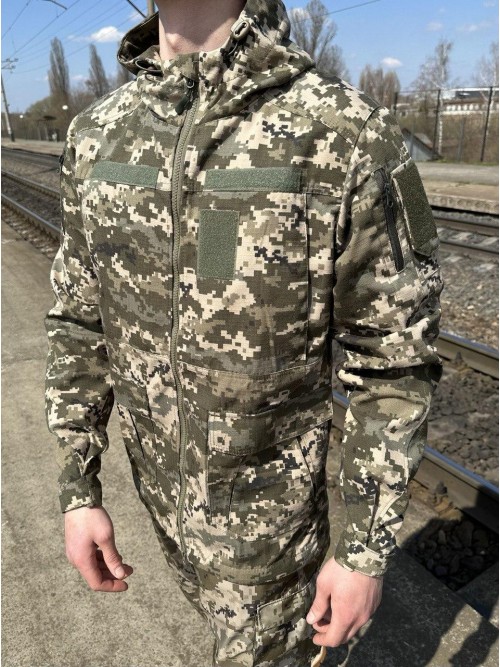 Куртка піксель з капюшоном ріпстоп демісезон
