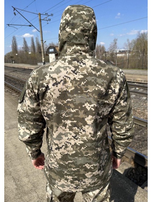 Куртка піксель з капюшоном ріпстоп демісезон