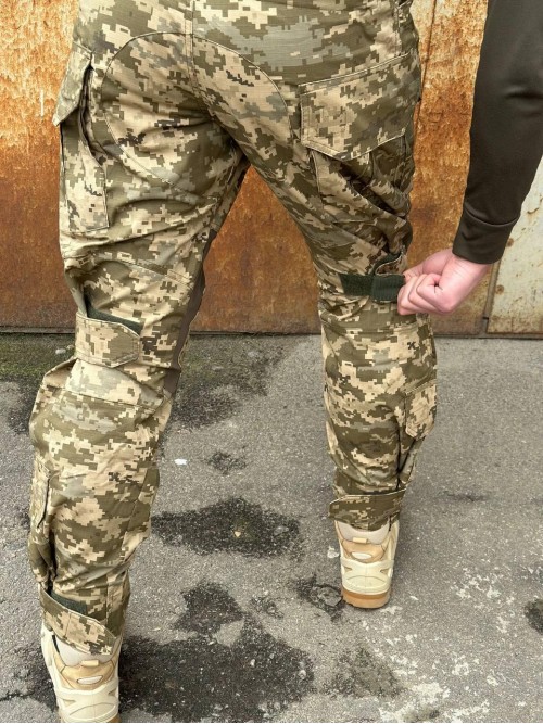 Штани тактичні з наколінниками та еластичними вставками піксель ріпстоп
