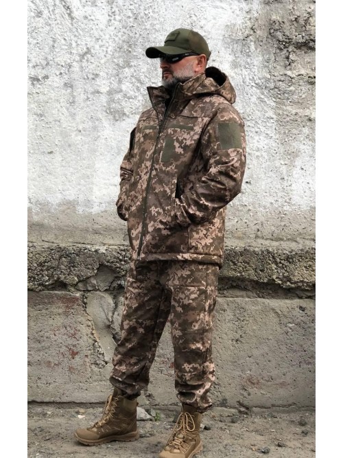 Костюм комбінезон + куртка Soft Shell піксель зимовий Костюм комбінезон + куртка Soft Shell піксель зимовий