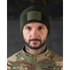 Шапка флісова хакі з липучкою та гербом