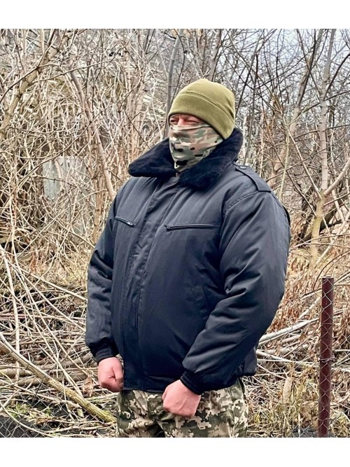 Бушлат короткий під резинку на флісі колір чорний