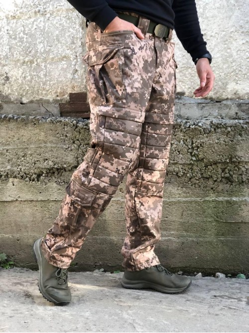 Штани тактичні Soft Shell піксель з укріпленими колінами