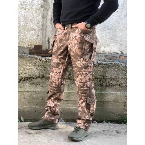 Штани тактичні Soft Shell піксель з укріпленими колінами
