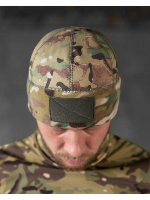 Шапка флісова мультикам з вставкою Soft-Shell та липукою під шеврон