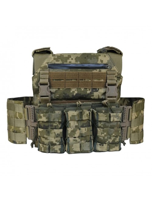 Плитоноска MOLLE MM-14 з підсумками для магазинів піксель