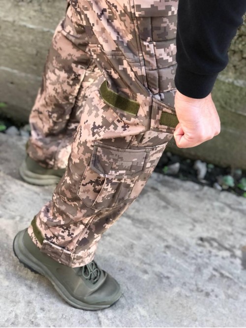 Штани тактичні Soft Shell піксель з укріпленими колінами