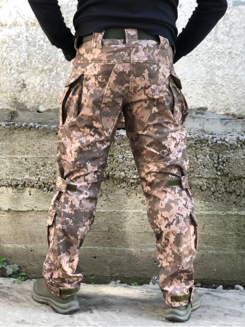 Штани тактичні Soft Shell піксель з укріпленими колінами