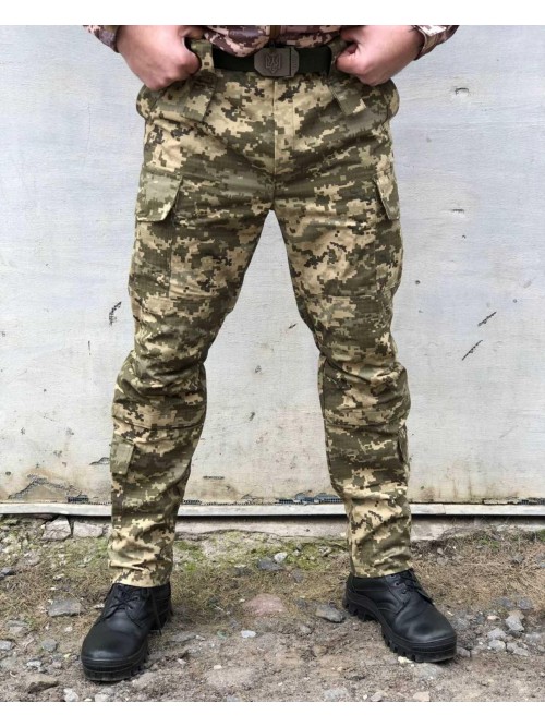 Штани тактичні ріпстоп піксель зі стяжками під коліном
