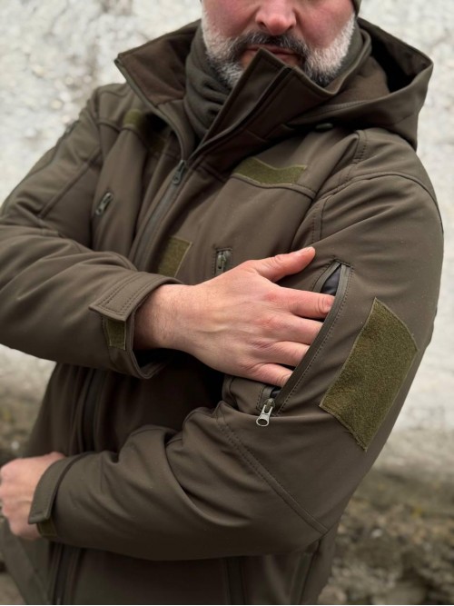 Зимова тактична куртка Soft Shell з утепленням Omni-Heat олива