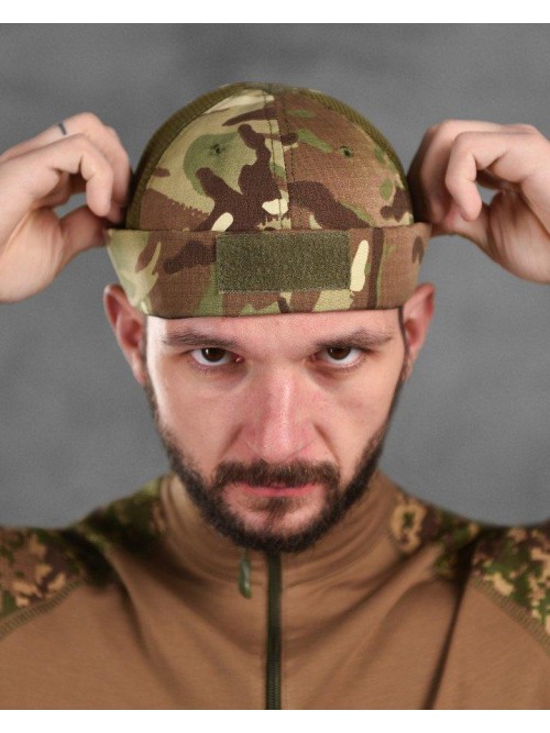 Феска підшоломник тактичний мультикам з сіткою Феска підшоломник тактичний мультикам з сіткою
