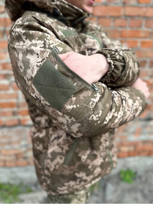 Тепла водонепроникна куртка піксель Soft Shell з утепленням Omni-Heat