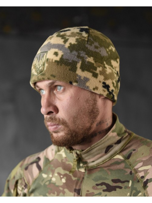 Шапка флісова піксель з гербом Шапка флісова піксель з гербом