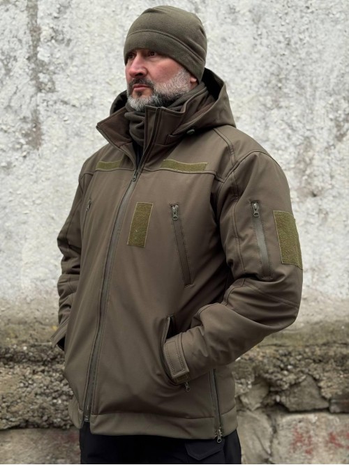 Зимова тактична куртка Soft Shell з утепленням Omni-Heat олива Зимова тактична куртка Soft Shell з утепленням Omni-Heat олива