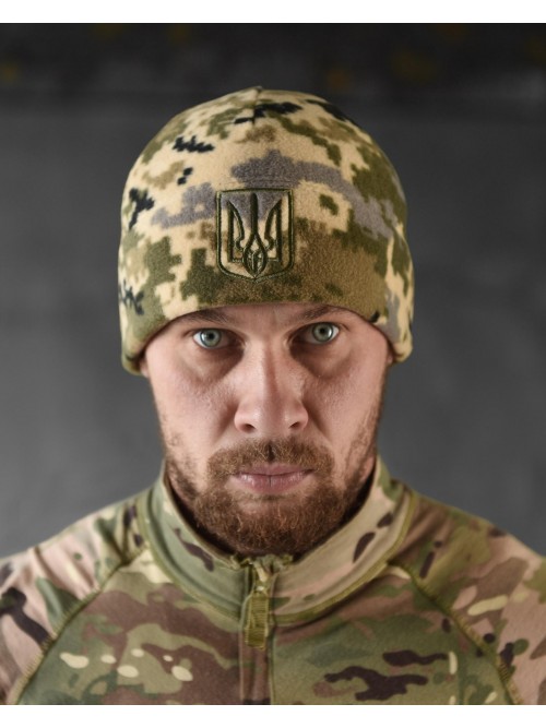 Шапка флісова піксель з гербом