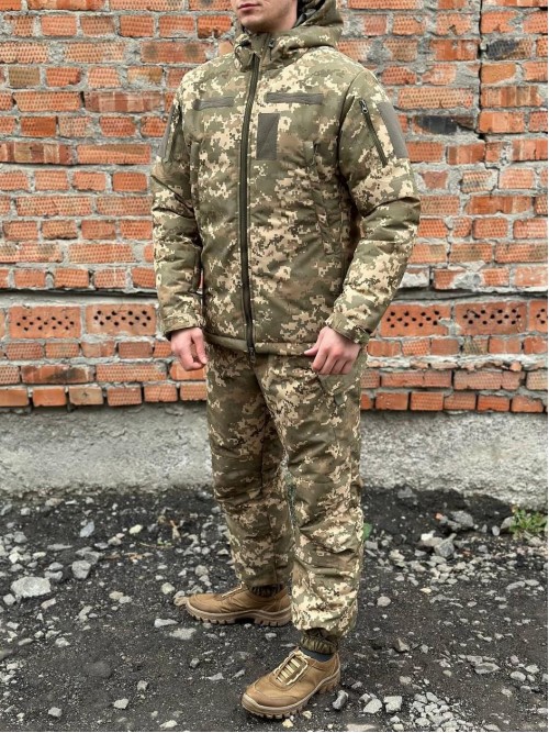 Комплект зимовий куртка + штани тактичні піксель Taslan
