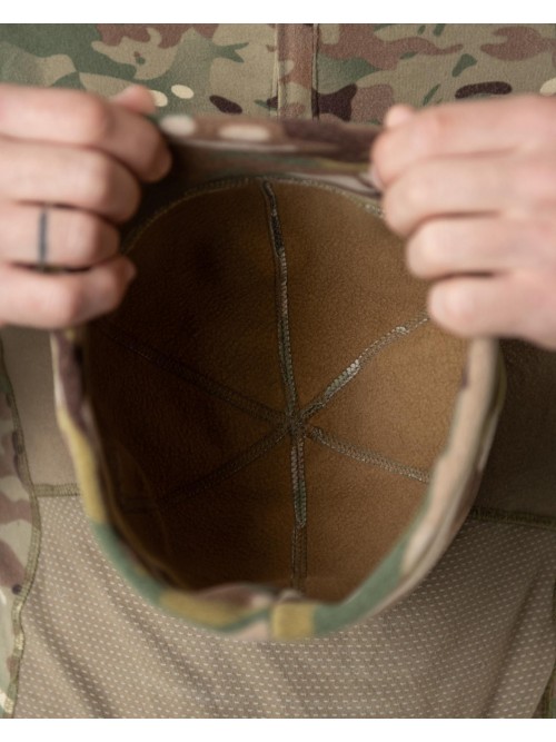 Шапка флісова піксель з вставкою Soft-Shell та липукою під шеврон