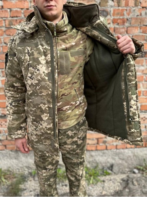 Бушлат зимовий піксель ріпстоп на флісі Бушлат зимовий піксель ріпстоп на флісі