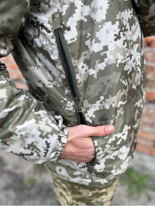 Куртка-трансформер піксель на флісі з хутряною підкладкою